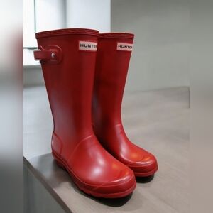 Hunter Big Kid Red Rubber Knee Boots Boys 3 Girls 4 Rain
